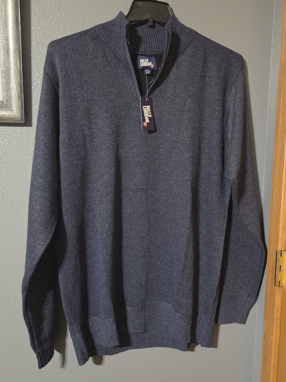 Billy London Men's Navy Zip-Front Knit Sweater NWT XXL